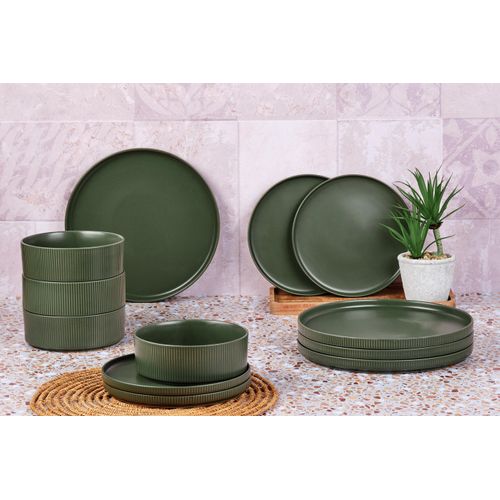 Lot De 12 Set Les Essentiels En Grès Vert D