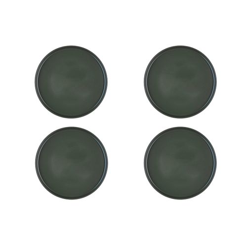 Lot De 4 Assiettes Plates En Grès Vert D27.5