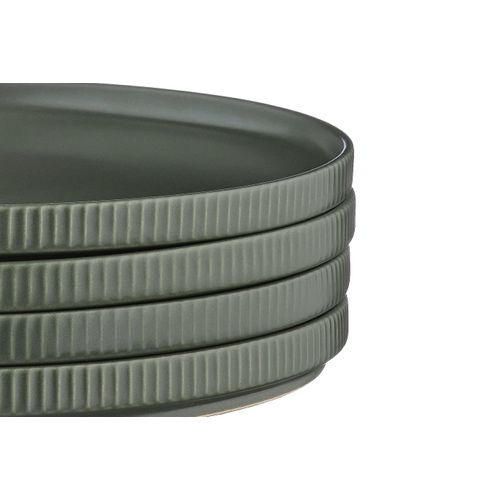 Lot De 4 Assiettes à Pain En Grès Vert D16.5