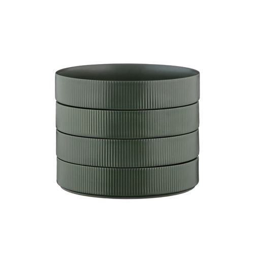 Lot De 4 Assiettes Creuses En Grès Vert D21.5