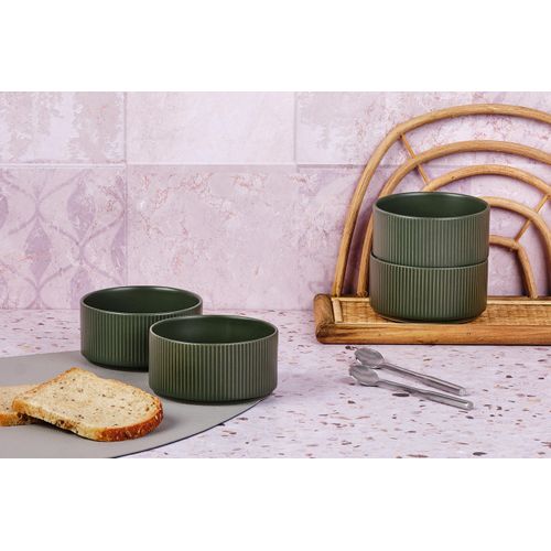 Lot De 4 Petits Bols En Grès Vert D12