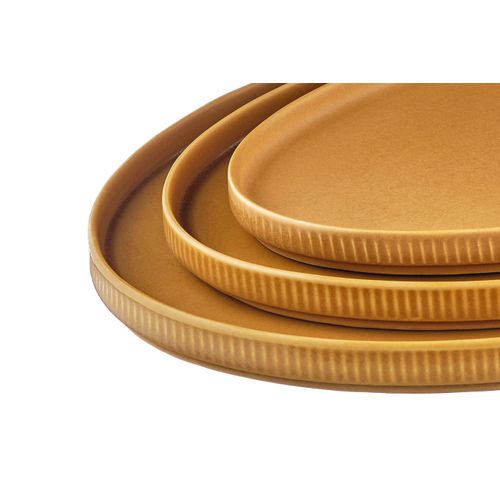 Lot De 3 Plateaux et Plats à Four En Grès Jaune D