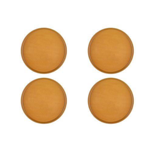 Lot De 4 Assiettes Plates En Grès Jaune D27.5
