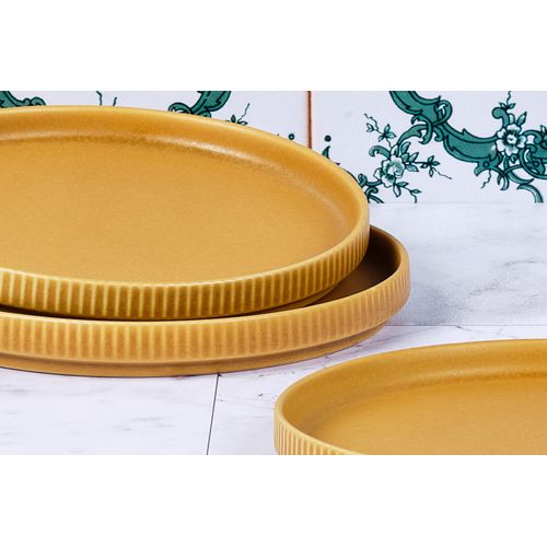 Lot De 4 Assiettes à Pain En Grès Jaune D16.5