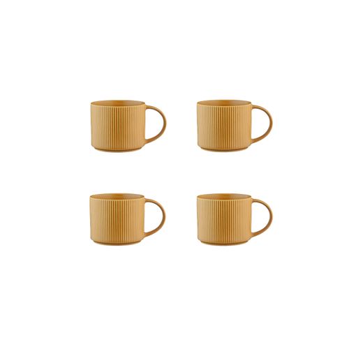 Lot De 4 Mugs En Grès Jaune 50cl