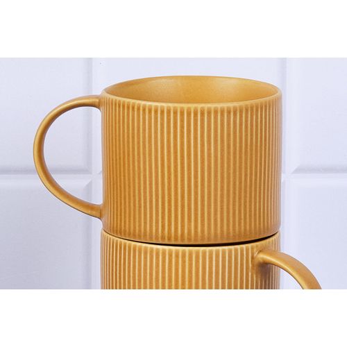 Lot De 4 Mugs En Grès Jaune 50cl