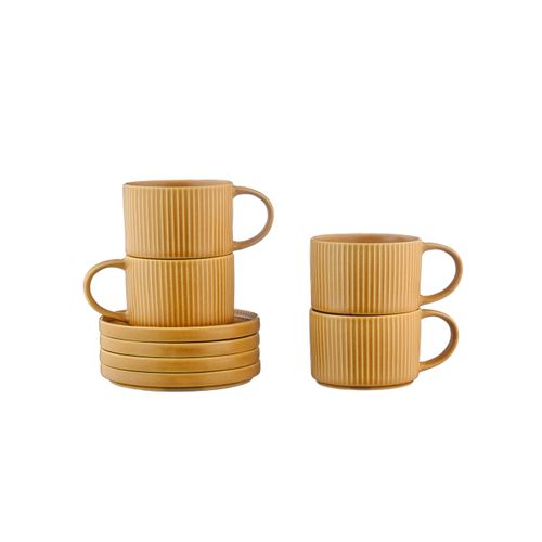 Lot De 4 Tasses En Grès Jaune D12