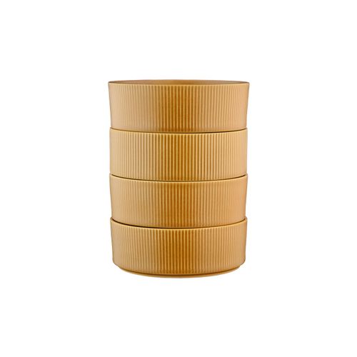 Lot De 4 Bols Moyens En Grès Jaune D16.5