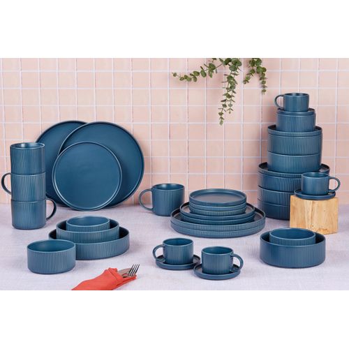 Lot De 36 Set Complet En Grès Bleu D