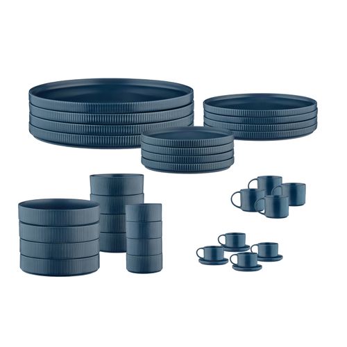 Lot De 36 Set Complet En Grès Bleu D