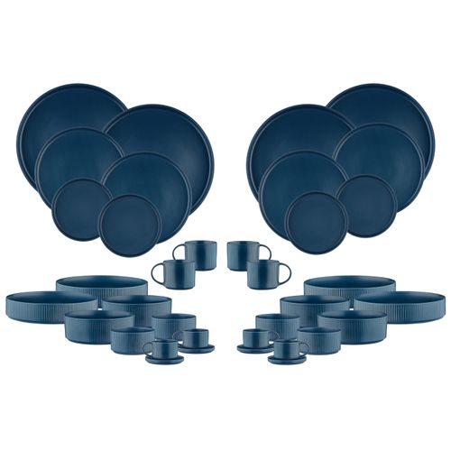 Lot De 36 Set Complet En Grès Bleu D