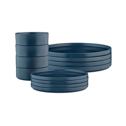 Lot De 12 Set Les Essentiels En Grès Bleu D
