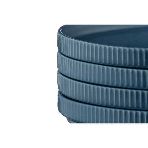 Lot De 4 Assiettes à Pain En Grès Bleu D16.5