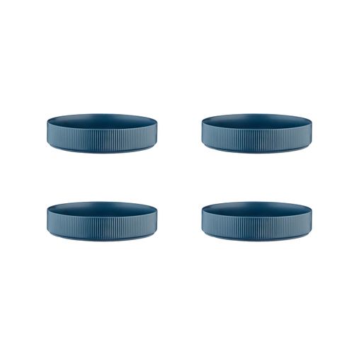 Lot De 4 Assiettes Creuses En Grès Bleu D21.5