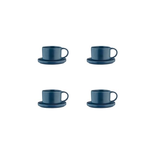 Lot De 4 Tasses En Grès Bleu D12