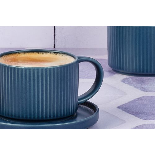 Lot De 4 Tasses En Grès Bleu D12