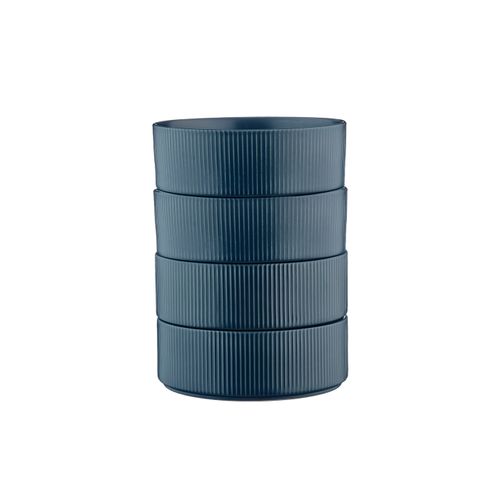 Lot De 4 Bols Moyens En Grès Bleu D16.5