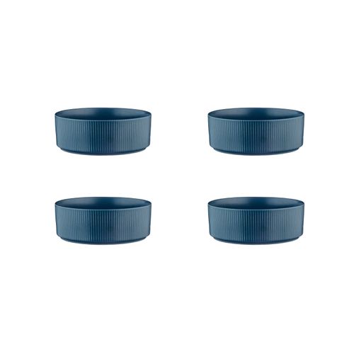 Lot De 4 Bols Moyens En Grès Bleu D16.5