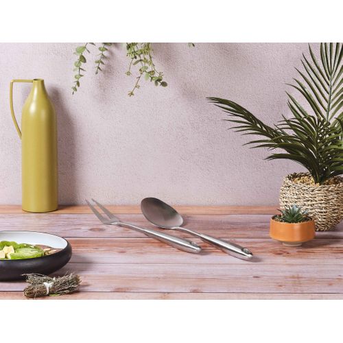 Lot De 2 Couverts à Salade En Inox Gris D