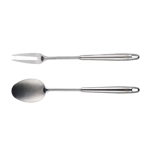 Lot De 2 Couverts à Salade En Inox Gris D