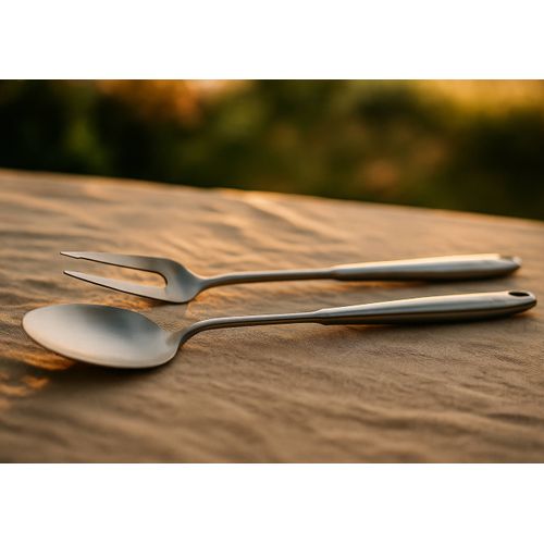 Lot De 2 Couverts à Salade En Inox Gris D