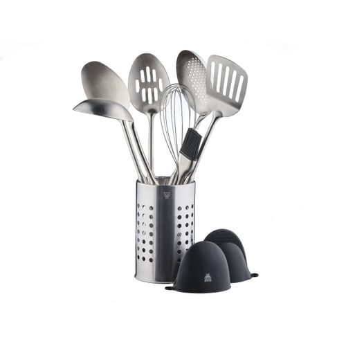 Lot De 10 Ustensiles De Cuisine En Inox Gris D