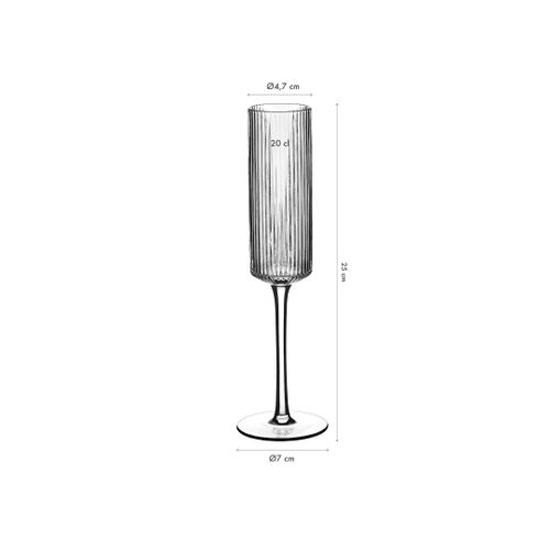 Lot De 6 Verres à Champagne En Cristallin (cristal Sans Plomb) Transparent D4.7