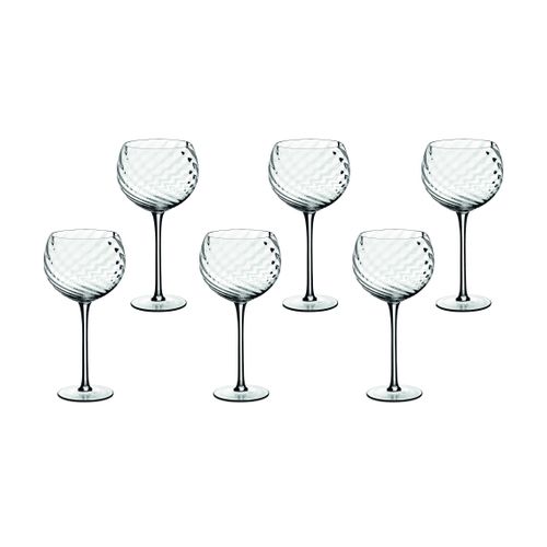 Lot De 6 Verres à Vin En Cristallin (cristal Sans Plomb) Transparent D10.4