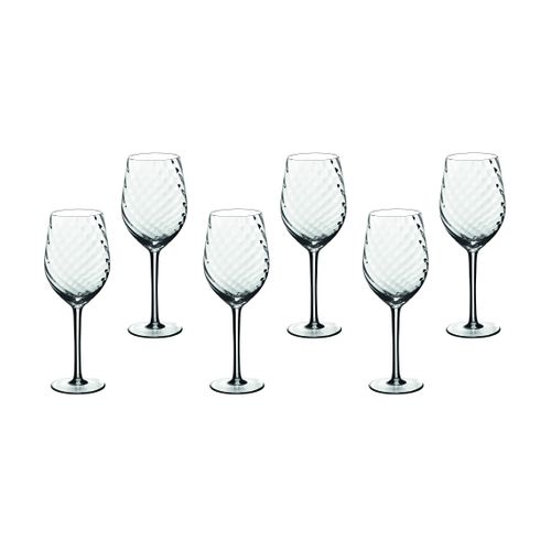 Lot De 6 Verres à Vin En Cristallin (cristal Sans Plomb) Transparent D7.7