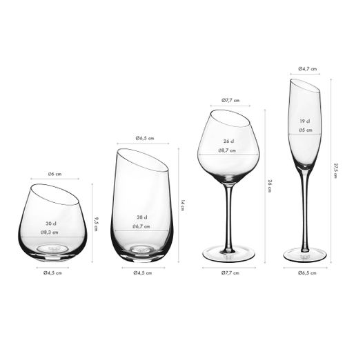 Lot De 24 Set Complet En Cristallin (cristal Sans Plomb) Transparent D