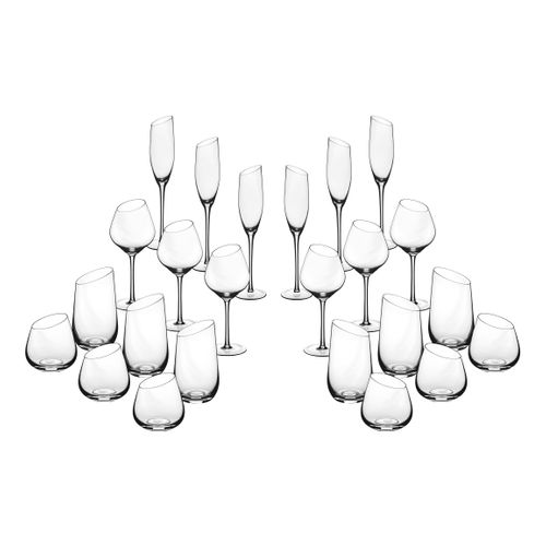 Lot De 24 Set Complet En Cristallin (cristal Sans Plomb) Transparent D