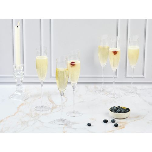 Lot De 6 Verres à Champagne En Cristallin (cristal Sans Plomb) Transparent D5