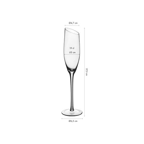 Lot De 6 Verres à Champagne En Cristallin (cristal Sans Plomb) Transparent D5