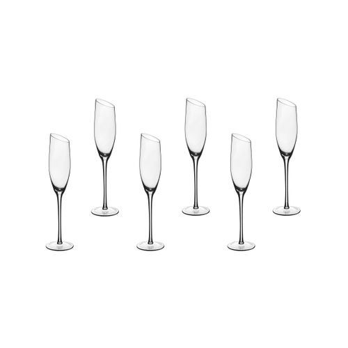 Lot De 6 Verres à Champagne En Cristallin (cristal Sans Plomb) Transparent D5
