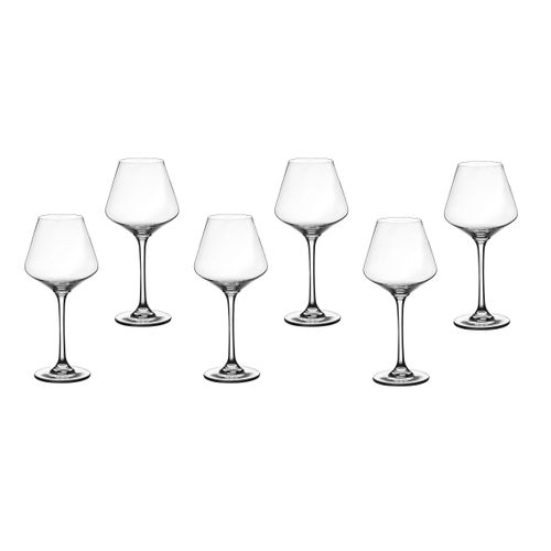 Lot De 6 Verres à Vin En Cristallin (cristal Sans Plomb) Transparent D8.4