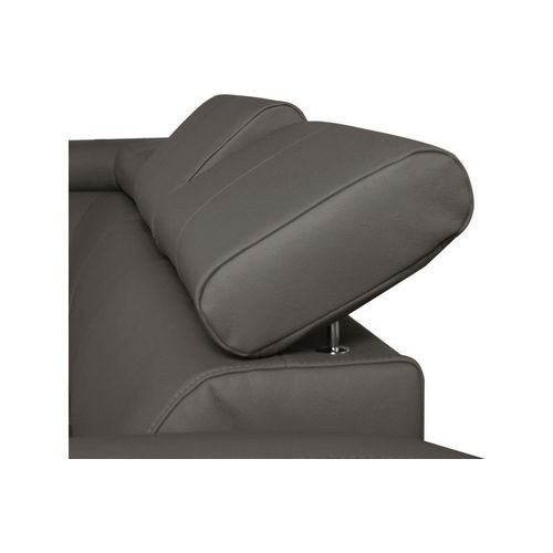 Canapé D'angle Convertible En Cuir Italien De Luxe 5 Places Astrid, Gris Foncé, Angle Gauche