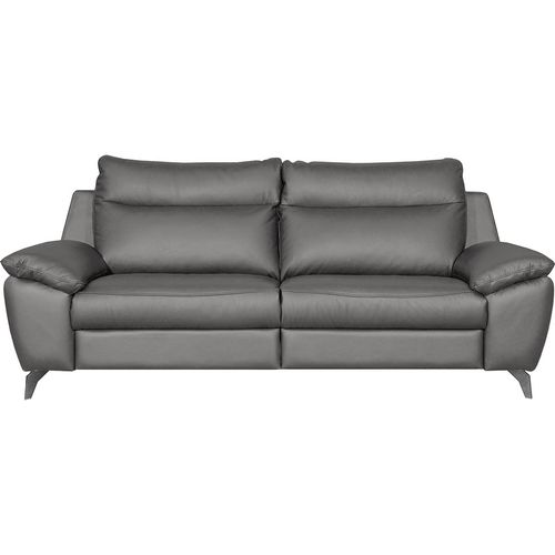 Canapé 2 Places Avec 2 Relax Électriques. En 100% Tout Cuir Épais De Luxe Italien , Perini, Gris