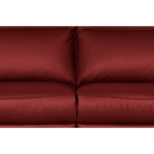 Canapé 2 Places Avec 2 Relax Électriques, 100% Tout Cuir Épais De Luxe Italien Perini, Rouge Foncé