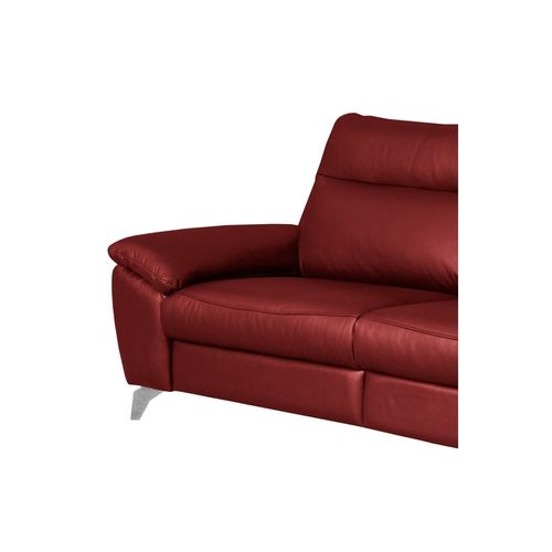 Canapé 2 Places Avec 2 Relax Électriques, 100% Tout Cuir Épais De Luxe Italien Perini, Rouge Foncé