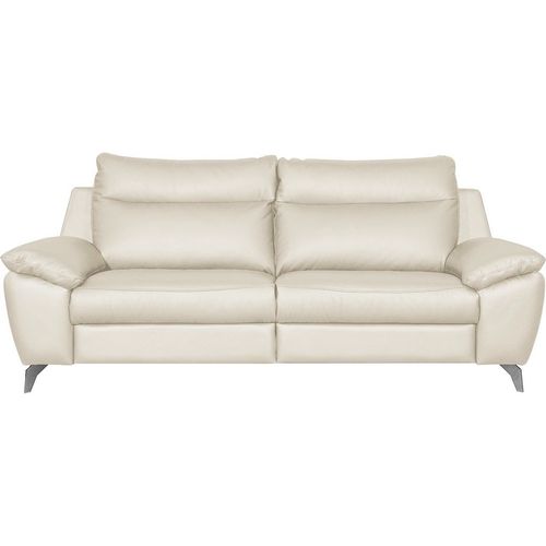 Canapé 3 Places Avec 2 Relax Électriques 100% Tout Cuir Épais Luxe Italien, Perini, Blanc Cassé