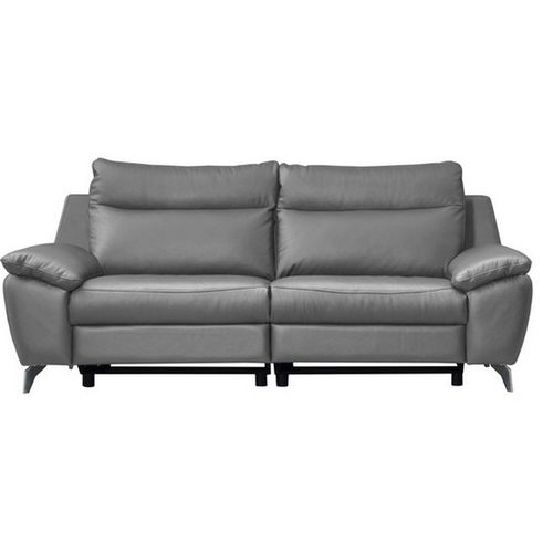 Canapé 3 Places 2 Relax Électriques 100% Tout Cuir Épais De Luxe Italien, Perini, Gris