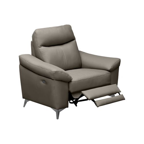 Fauteuil 1 Place Avec 1 Relax, Louis En Cuir Luxe Italien, 1 Relax Électrique, Gris Foncé