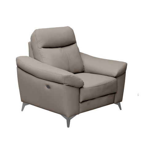 Fauteuil 1 Place Avec 1 Relax, Louis En Cuir Luxe Italien, 1 Relax Électrique,  Gris Clair