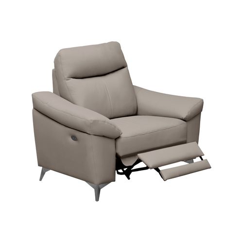 Fauteuil 1 Place Avec 1 Relax, Louis En Cuir Luxe Italien, 1 Relax Électrique,  Gris Clair