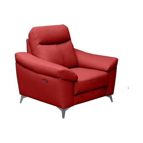 Fauteuil 1 Place Avec 1 Relax, Louis En Cuir Luxe Italien, 1 Relax Électrique, Rouge