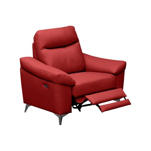 Fauteuil 1 Place Avec 1 Relax, Louis En Cuir Luxe Italien, 1 Relax Électrique, Rouge