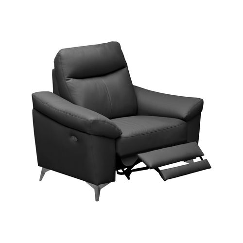 Fauteuil 1 Place Relax Électrique Louis En Cuir Noir
