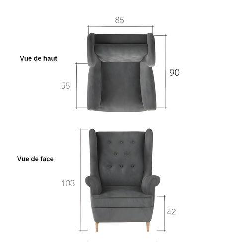 Fauteuil 1 Place Arnaud En Velours Noir