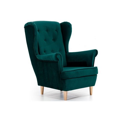 Fauteuil 1 Place En Velours Arnaud Vert Foncé