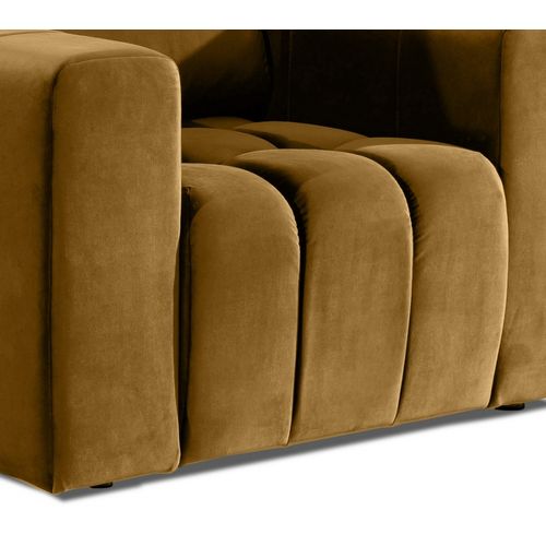 Fauteuil 1 Place Lazino En Velours Moutarde